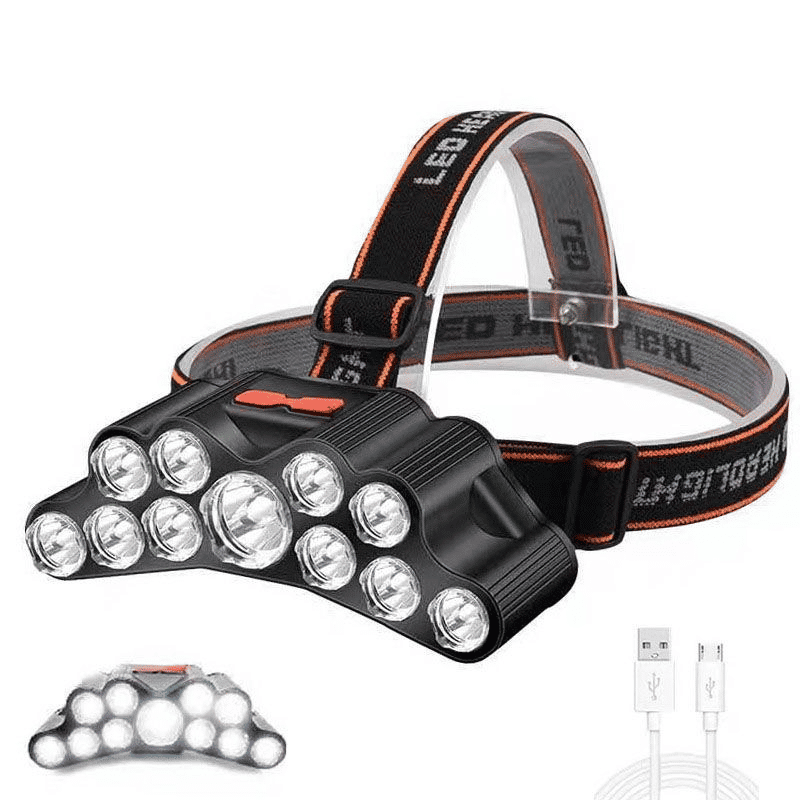 Powerful 11-LED Rechargeable Headlamp: High Lumen USB-C Headlight for Outdoor Adventures