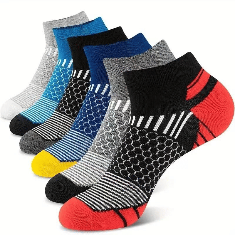 6-Pack Men's Athletic Ankle Socks: Cushioned, Breathable, Low-Cut, Multi-Color