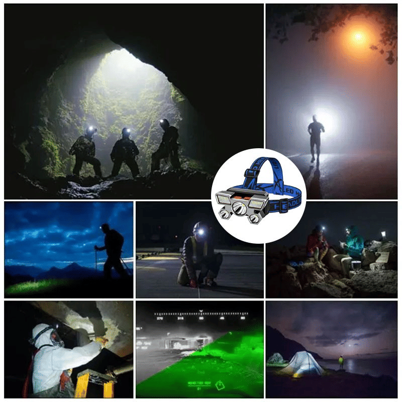 Bright 5-LED USB Rechargeable Headlamp for Outdoor Camping & Hiking Adventures