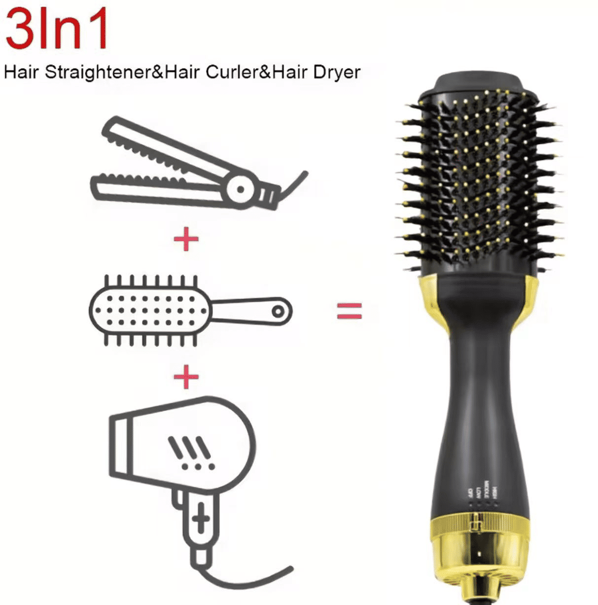 Pro One Step Hot Air Brush Volumizer: Dryer, Straightener, Curler for All Hair Types