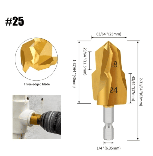 PPR Pipe Reamer Drill Bit Set 20mm 25mm 32mm Hex Shank