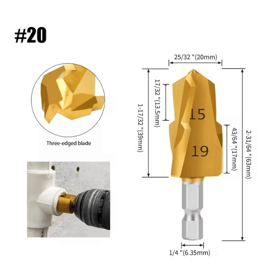 PPR Pipe Reamer Drill Bit Set 20mm 25mm 32mm Hex Shank