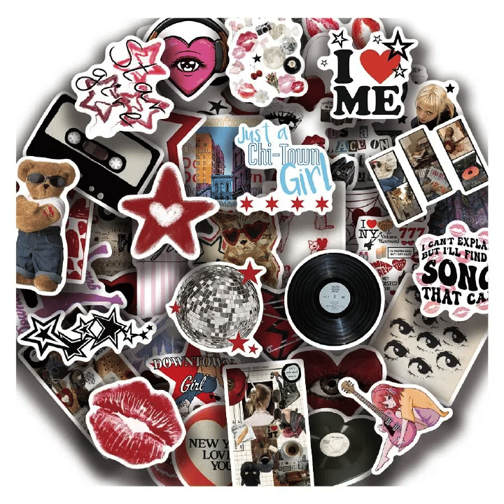 50pcs Y2K Aesthetic Vinyl Stickers Decal Pack for Laptop and Skateboard