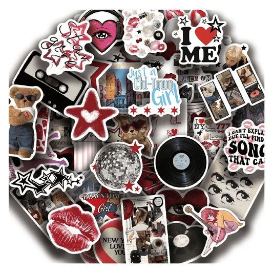 50pcs Y2K Aesthetic Vinyl Stickers Decal Pack for Laptop and Skateboard