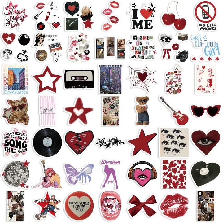 50pcs Y2K Aesthetic Vinyl Stickers Decal Pack for Laptop and Skateboard