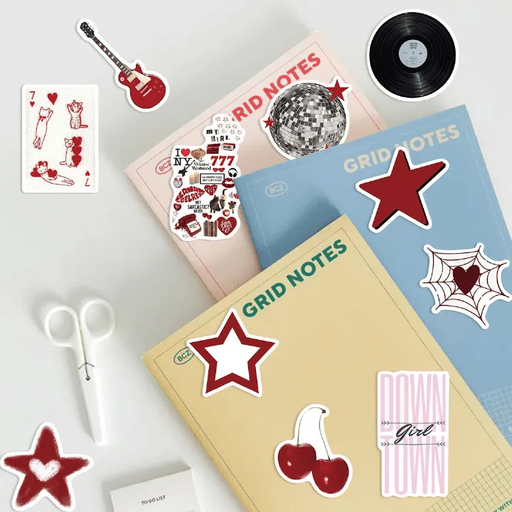 50pcs Y2K Aesthetic Vinyl Stickers Decal Pack for Laptop and Skateboard