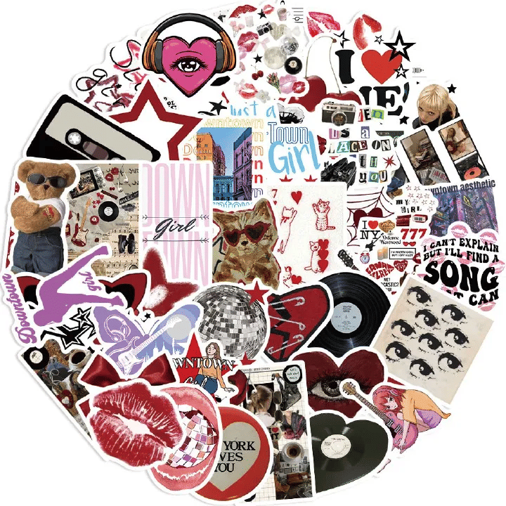 50pcs Y2K Aesthetic Vinyl Stickers Decal Pack for Laptop and Skateboard