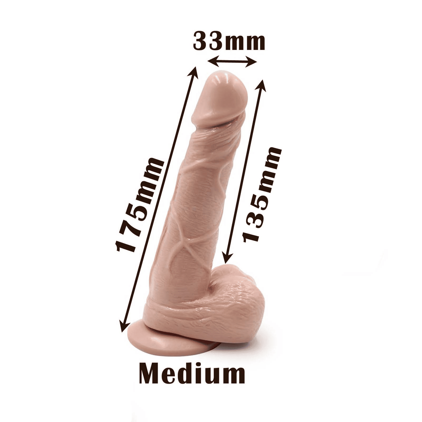 Realistic Silicone Dildo: 3 Sizes, Strong Suction Cup, Body-Safe Pleasure Toy