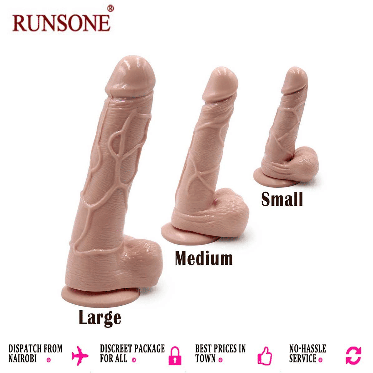 Realistic Silicone Dildo: 3 Sizes, Strong Suction Cup, Body-Safe Pleas NairoMarket Realistic Silicone Dildo: 3 Sizes, Strong Suction Cup, Body-Safe Pleas NairoMarket