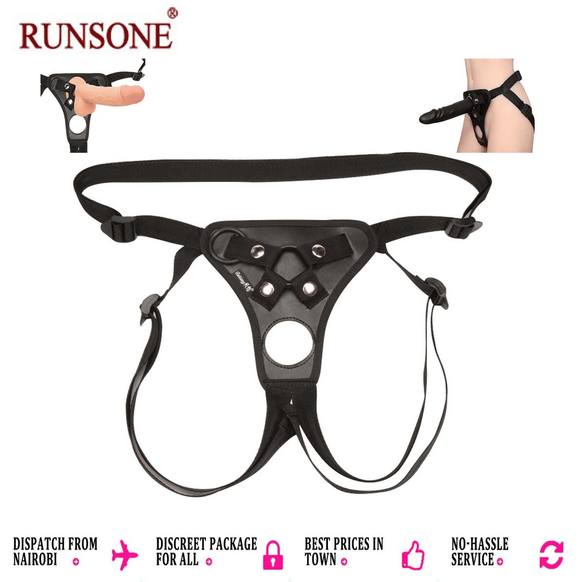 Premium Adjustable Strapon Harness for Dildo & Anal Plug - BDSM Fetish Belt