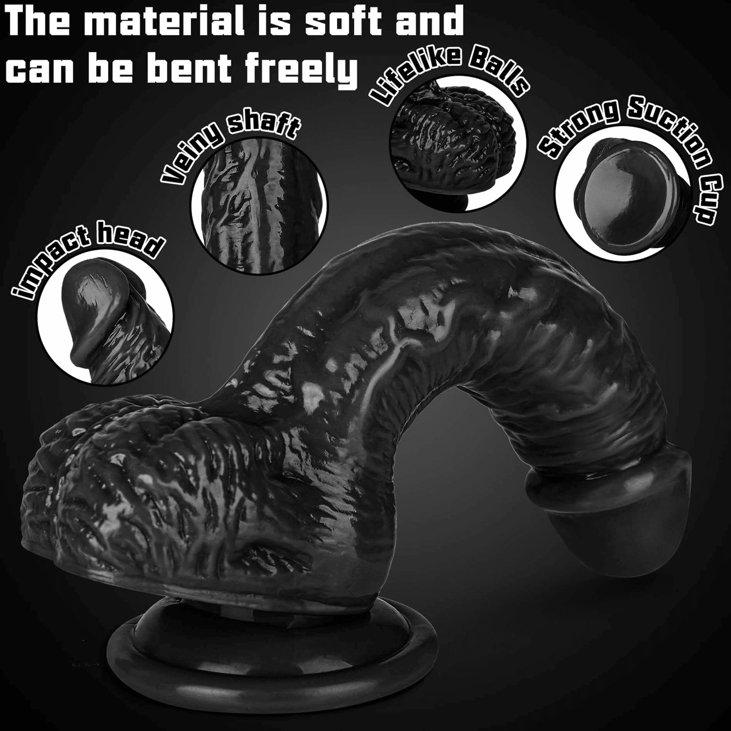Realistic Silicone Dildo with Suction Cup, G-Spot & Anal Lifelike Sex Toy