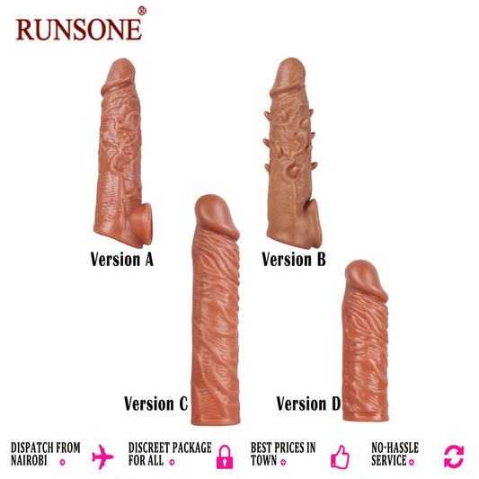 Premium Silicone Penis Sleeve Extender, Realistic, Reusable, Enhances Male Performance