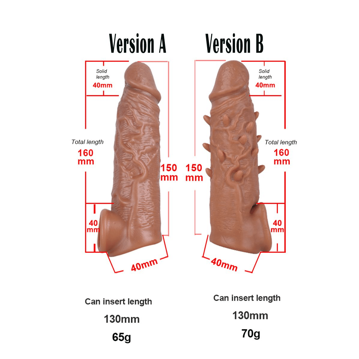 Premium Silicone Penis Sleeve Extender, Realistic, Reusable, Enhances Male Performance