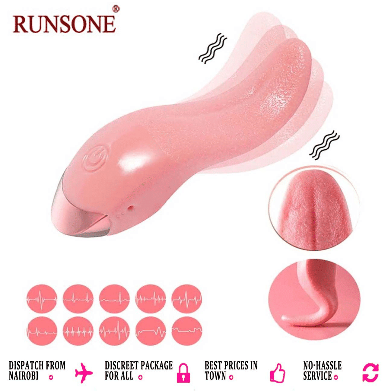 Realistic Tongue Licking Vibrator, G-Spot Clitoral Stimulator, Soft Rose Adult Sex Toy