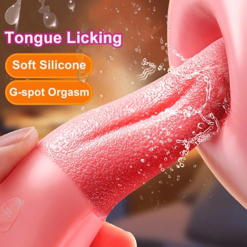 Realistic Tongue Licking Vibrator, G-Spot Clitoral Stimulator, Soft Rose Adult Sex Toy