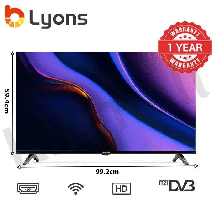 LYONS 43-inch Frameless Smart TV: HD Android, Bluetooth, Netflix, YouTube, Energy Saving