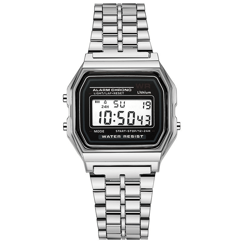 Rawlog Unisex LED Digital Watch with Fashionable Steel Metal Band