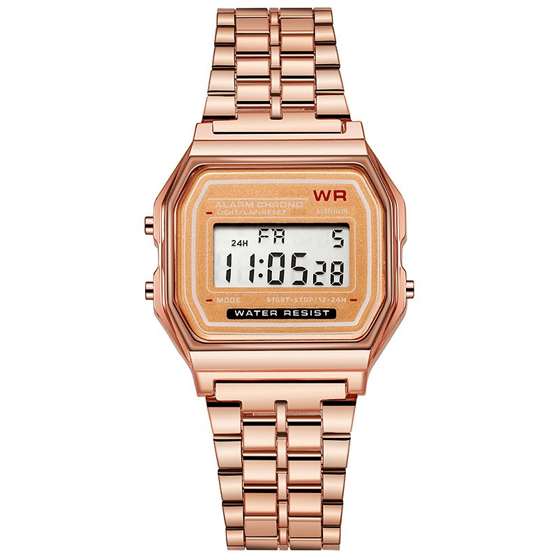 Rawlog Unisex LED Digital Watch with Fashionable Steel Metal Band