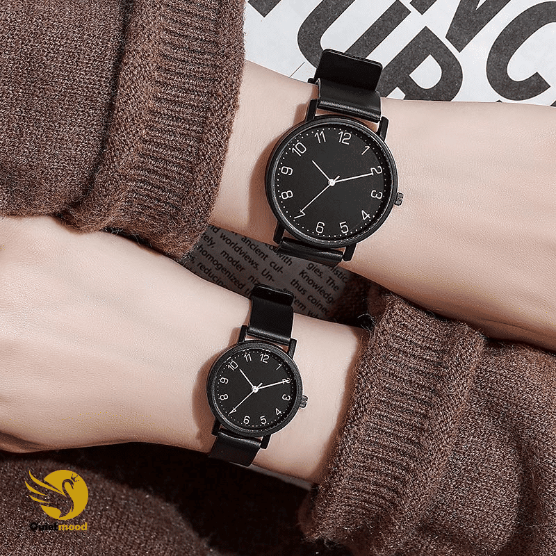 2-Piece Set Versatile Fashion Couple Watches for Students - Men and Women Quartz Wristwatches