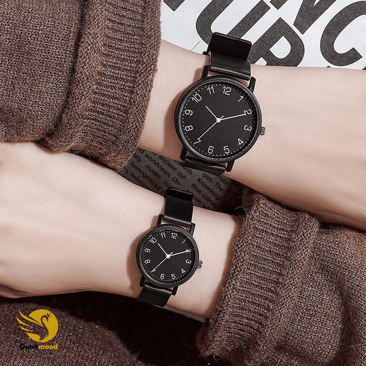 2-Piece Set Versatile Fashion Couple Watches for Students - Men and Women Quartz Wristwatches