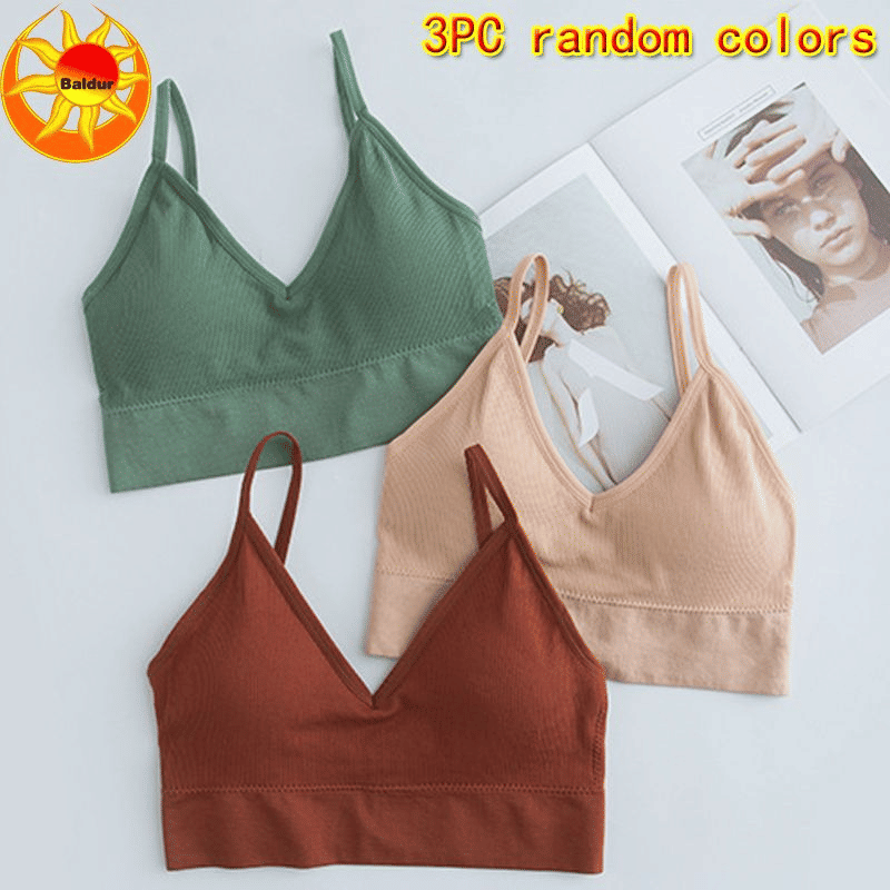 Baldur 3PC Women's Seamless Threaded Sports Bra, No Steel Ring, Multi-Color Pack, Free Size