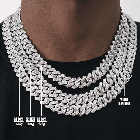 Luxury Iced Out 14mm Miami Cuban Link Chain Necklace Bracelet for Men Women
