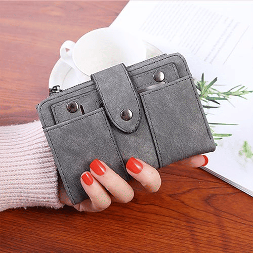 Stylish Frosted Flip-Top Women's Classic Compact PU Leather Wallet Purse