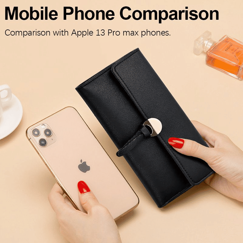 Elegant Women's Long Tri-Fold Wallet: Premium Synthetic Leather Card Holder Purse