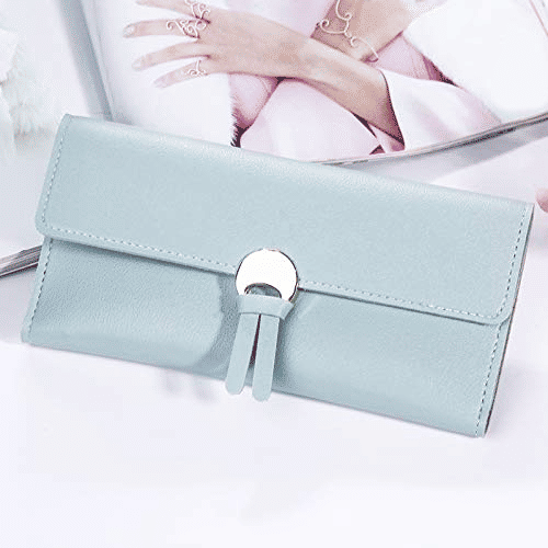 Elegant Women's Long Tri-Fold Wallet: Premium Synthetic Leather Card Holder Purse