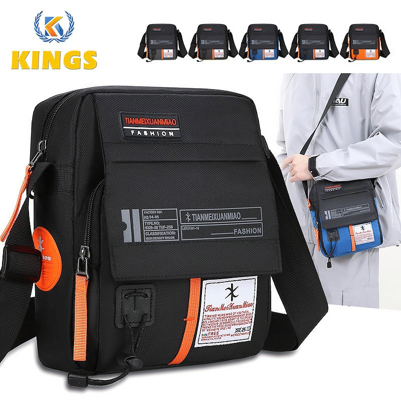 Men's Durable Nylon Chest Sling Bag - Lightweight, Multi-Pocket Crossbody Design