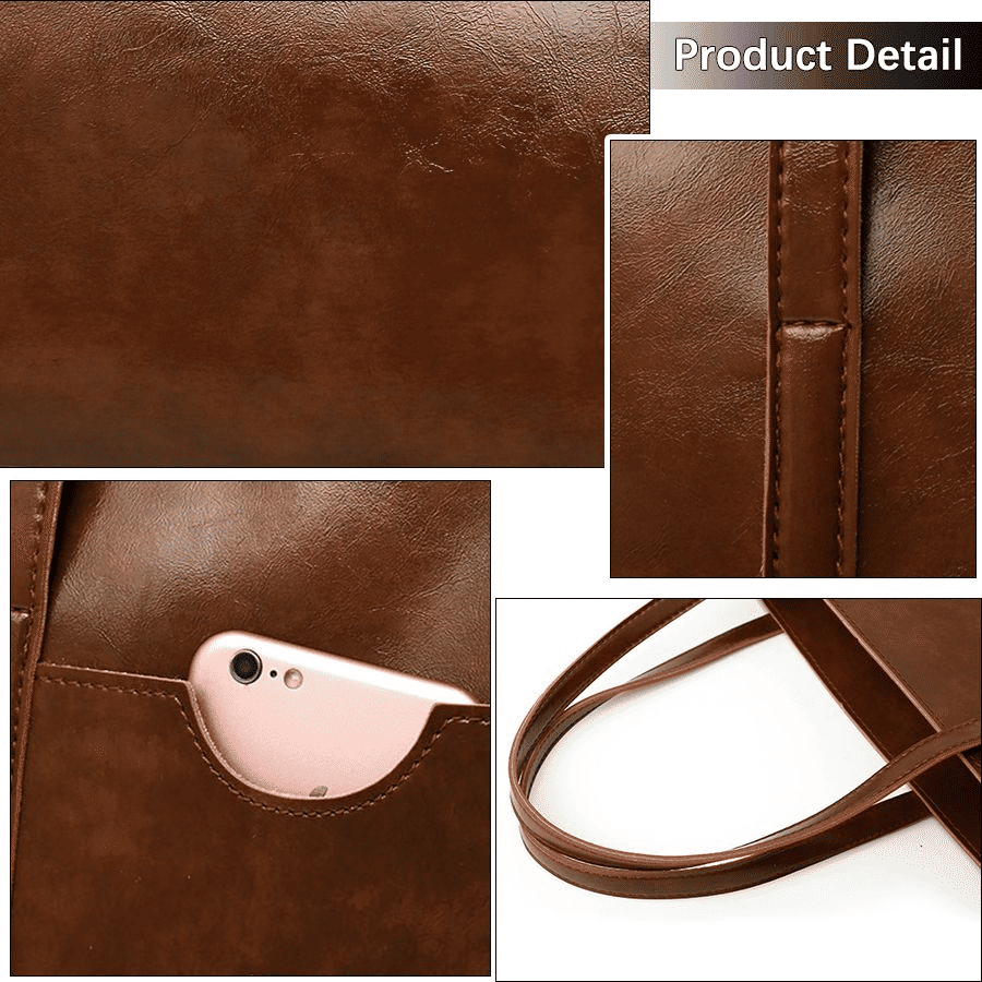 Elegant 4-in-1 Ladies PU Leather Handbag Set: Waterproof Tote & Crossbody Bags