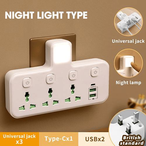 Generic UK Plug AC Outlet Power Strip with USB Charger