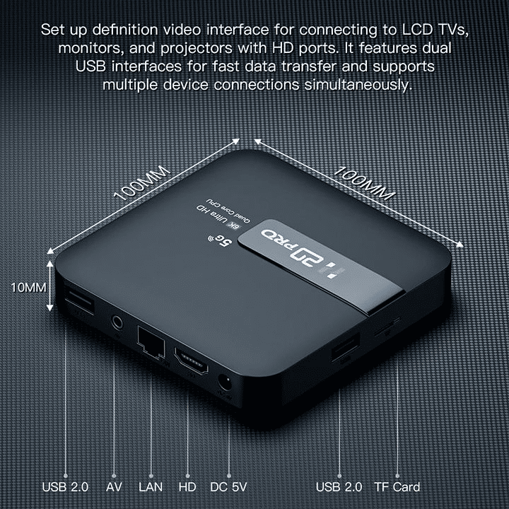 H20PRO Smart Android 10.0 TV Box, Dual WiFi, 4K HD Streaming
