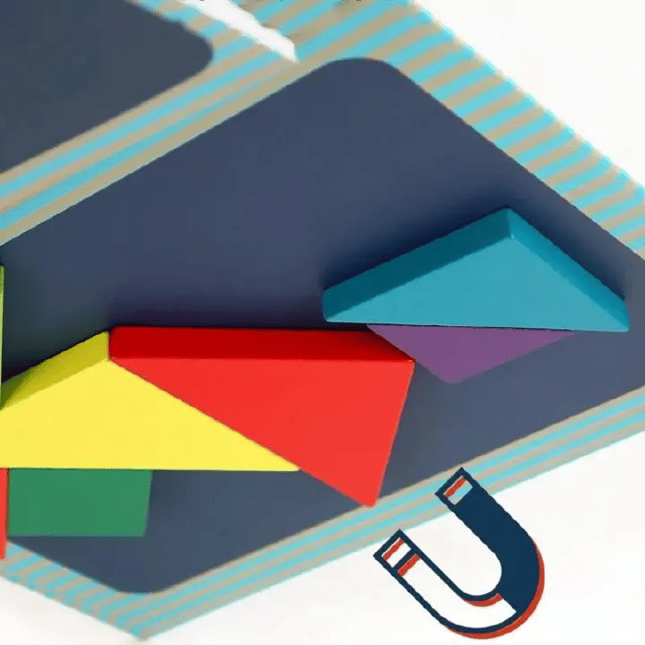 Wooden Magnetic Tangram Jigsaw Puzzle Book Montessori Educational Toy