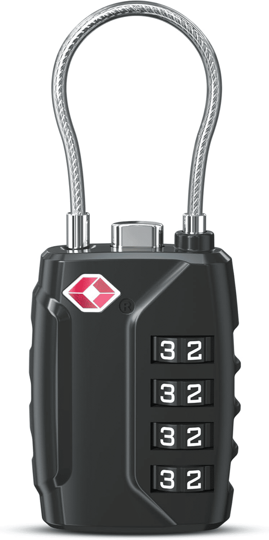 TSA Approved 4-Digit Combination Luggage Lock Zinc Alloy Black
