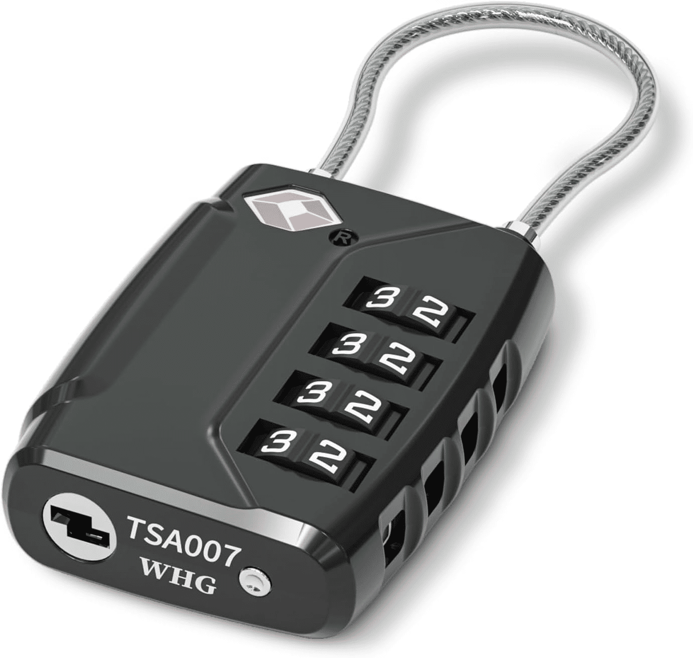 TSA Approved 4-Digit Combination Luggage Lock Zinc Alloy Black