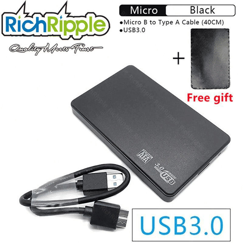 RichRipple Portable External Hard Drive HDD USB 3.0 320GB Black