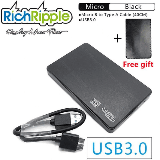 RichRipple Portable External Hard Drive HDD USB 3.0 320GB Black