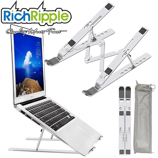 RichRipple Premium Aluminum Alloy Foldable Laptop Stand - Ergonomic Adjustable Riser