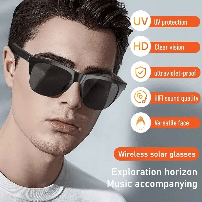 Smart Bluetooth V5.3 Sunglasses with HIFI Audio, Hands-Free Calls, UV Protection
