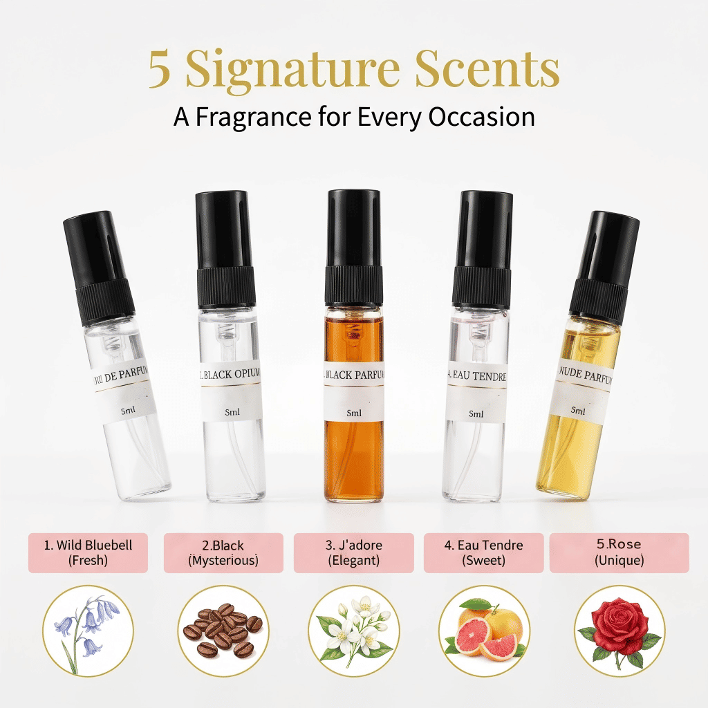 5Pcs 5ml Floral Original Sample Perfume Gift Box Gentle Fragrance
