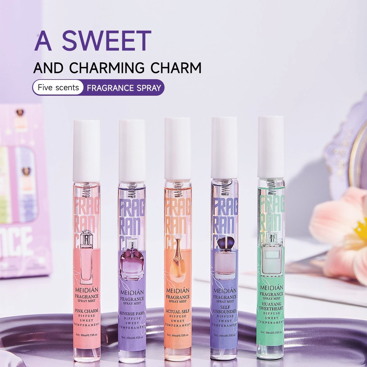 5Pcs Floral Sample Perfume Gift Box Gentle Fragrance Women's Set