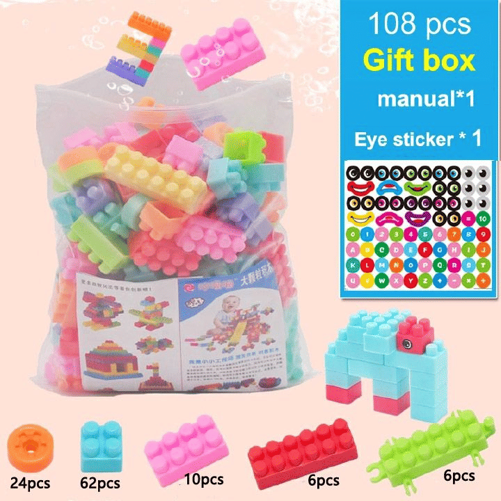 108-Piece Kids DIY Puzzle Building Blocks Educational Toy Set
