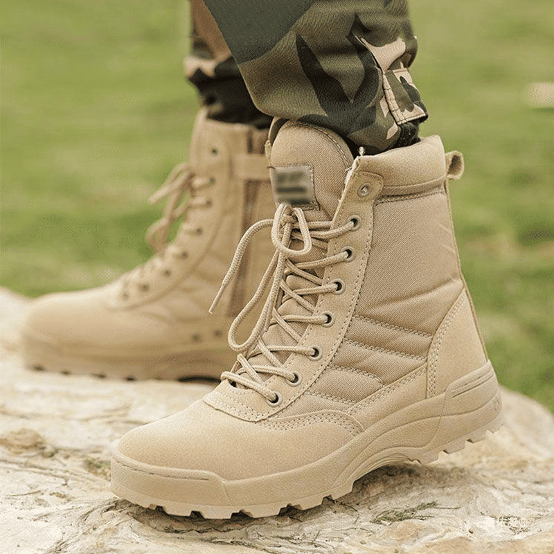 Durable Men's Tactical Jungle Hiking Boots - Khaki Ankle Military Footwear