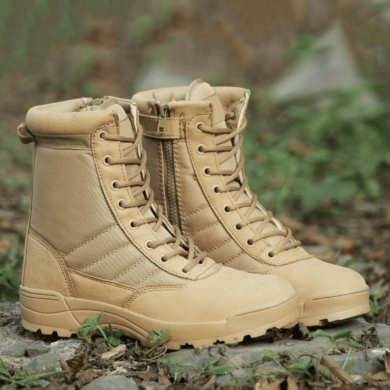 Durable Men's Tactical Jungle Hiking Boots - Khaki Ankle Military Footwear