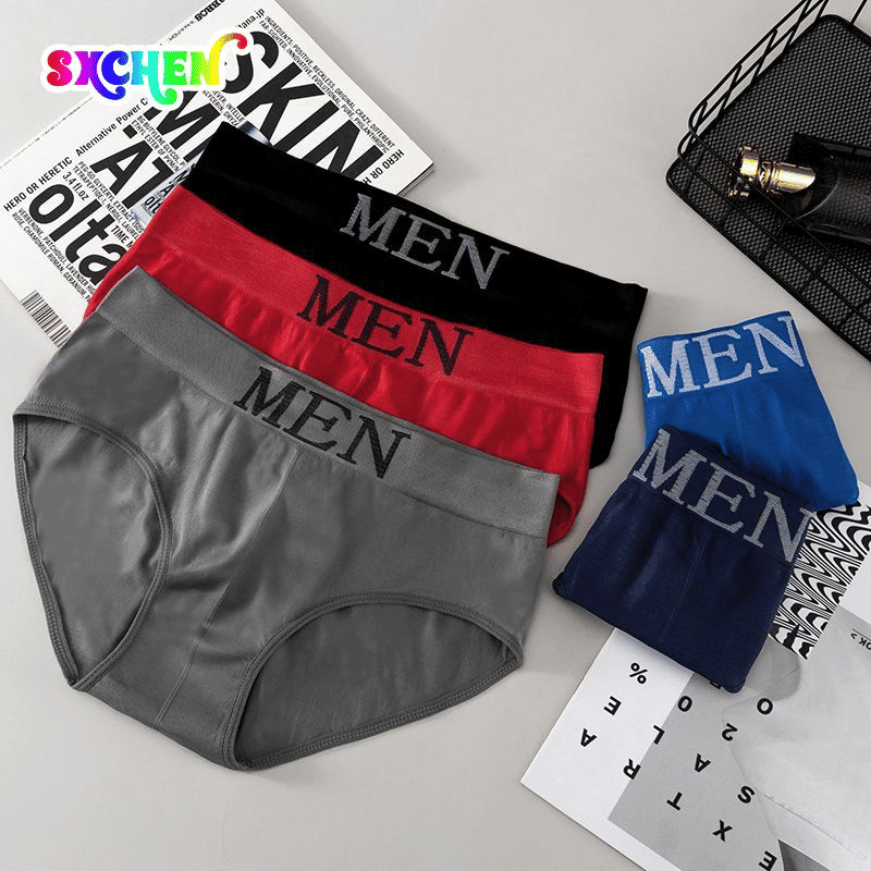 SXCHEN Men's Seamless Breathable Mid-Waist Briefs - 5 Pack Random Colors