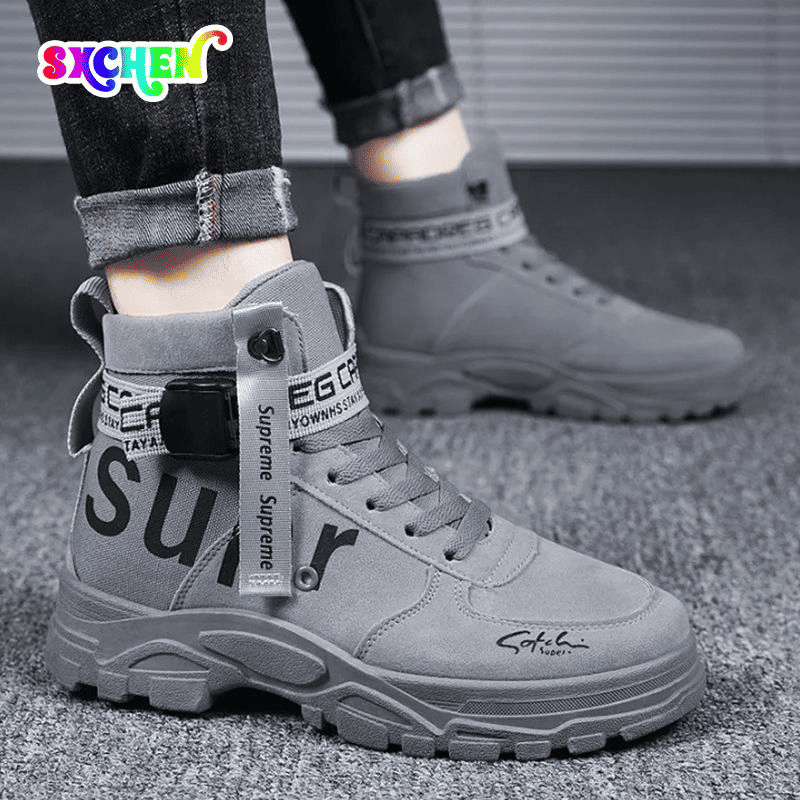 SXCHEN Men's High-Top Martin Boots Trendy Fashion Sneakers Outdoor Trave Shoes