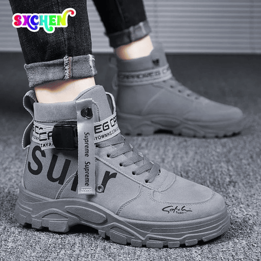 SXCHEN Men's High-Top Martin Boots Trendy Fashion Sneakers Outdoor Trave Shoes