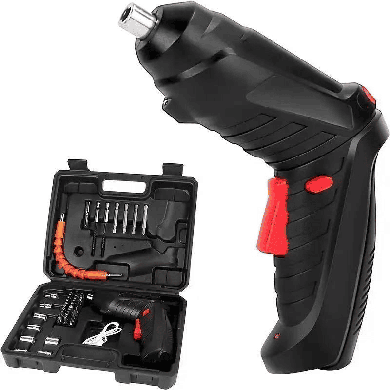 47-Piece Cordless Electric Screwdriver Set with 90-Degree Rotating Head