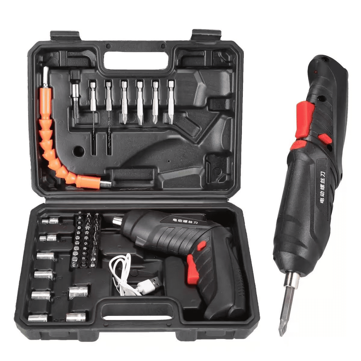 47-Piece Cordless Electric Screwdriver Set with 90-Degree Rotating Head